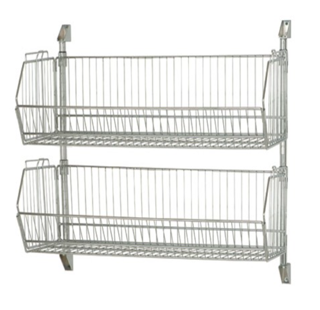 Quantum Post Wall Cantilever, 36" x 34", Chrome, w/2 Baskets
