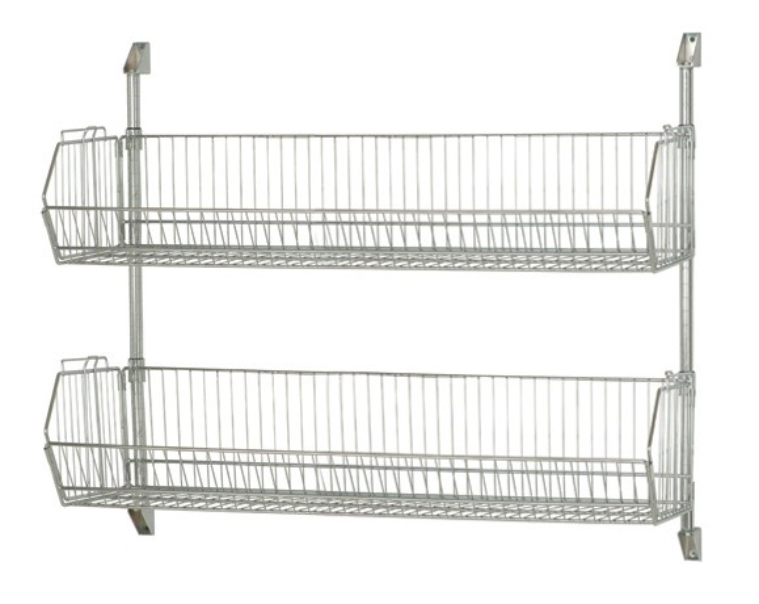 Quantum Post Wall Cantilever, 48" x 34", Chrome, w/2 Baskets