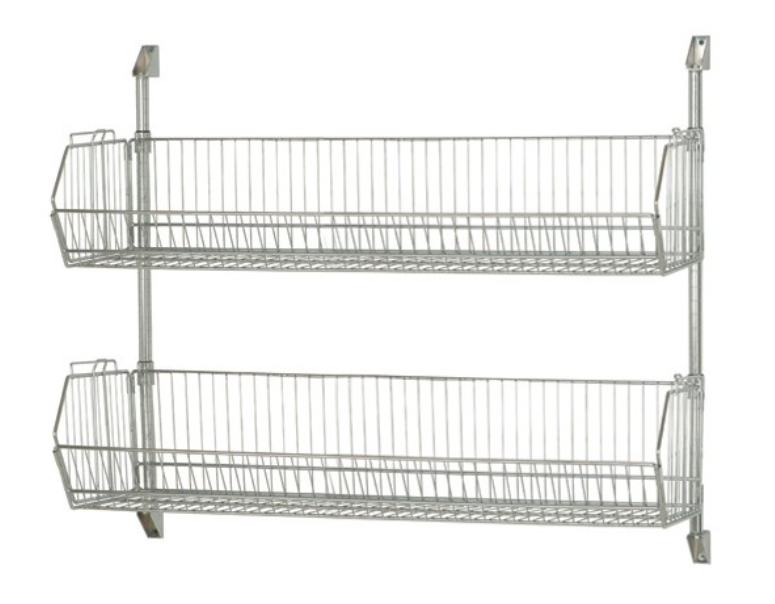 Quantum Post Wall Cantilever, 48" x 34", Chrome, w/2 Baskets