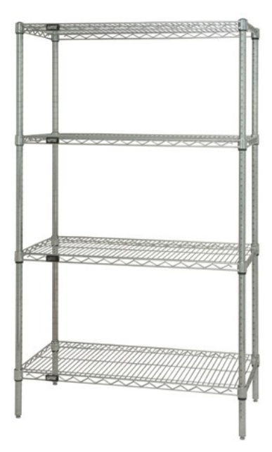Quantum Wire Shelves, Wire Shelf, 4 Shelf, 74"H x 18"W x 72"L, Chrome