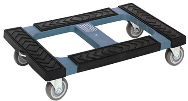 Quantum Plastic Dolly, Plastic, Blue, 30"L x 18"W, Padded Rubber Trim