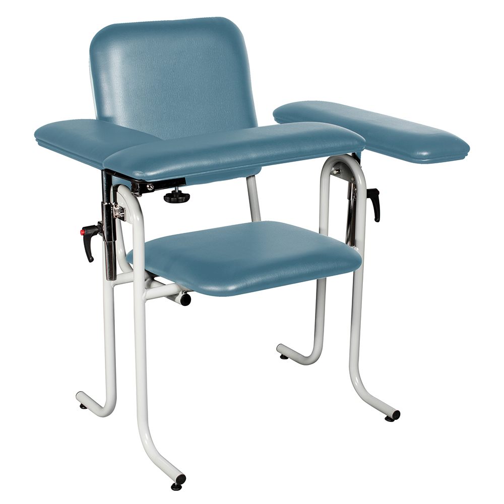 Dukal Tech-Med Standard Height Flip Up Arm Blood Draw Chair, Blue, 1/Pack