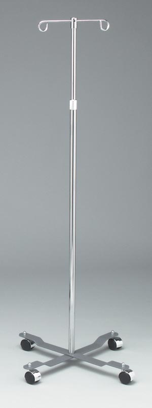 Tech-Med IV Pole, 2 Hook, 4 Caster, Adjust 47" - 84"