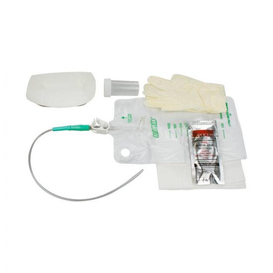 Bard Medical 16 Fr Slim-Line Paperboard Intermittent Catheter Tray w/ 1000 ml Collection Bag & Gloves, 20/Case