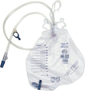 Amsino Amsure® Urinary Drainage Bag, 2000mL, Anti-Reflux, Pre-Pierced Needle Free Sampling Port