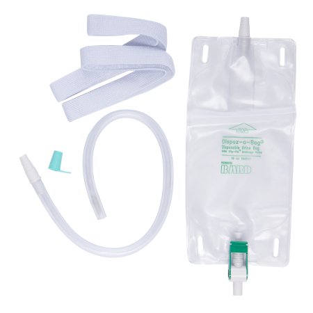 Bard Medical Dispoz-A-Bag 19 oz Leg Bags w/ Flip-Flo Valve/18 inch Extension Tubing/Pair of Fabric Leg Straps, 50/Case