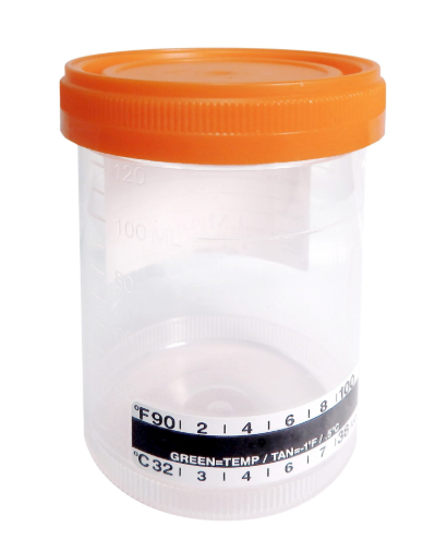 Medegen Sterile Specimen Container, 120ml, Orange, Temporary, Sterile