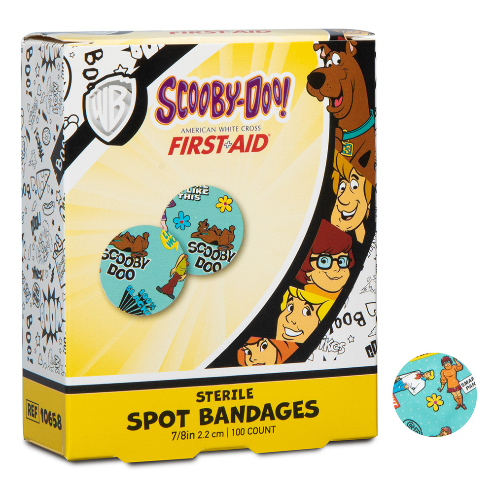 Dukal American White Cross 7/8 inch Scooby Doo Adhesive Kid Design Bandages, 2400/Pack