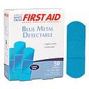 Dukal American White Cross 1 x 3 inch Metal Detectable Fabric Adhesive Bandages, Blue, 1200/Pack