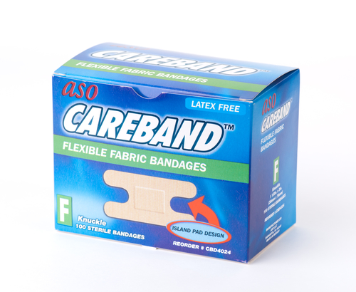 Aso Careband™ Fabric Knuckle Strips, Latex Free (LF), 100 bx