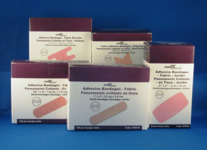 Amd Medicom Fabric Adhesive Bandages, 1" x 3" Strip, 130bandage/tray, 10trays/case