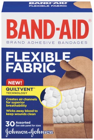 J&J Band-Aid® Flexible Fabric Adhesive Bandages, Assorted, 30/bx, 24 bx/cs