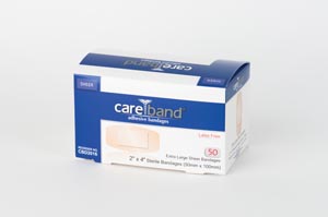 Aso Careband™ Sheer Adhesive Strip Bandages, X-Large 2" x 4", Latex Free (LF), 50 bx