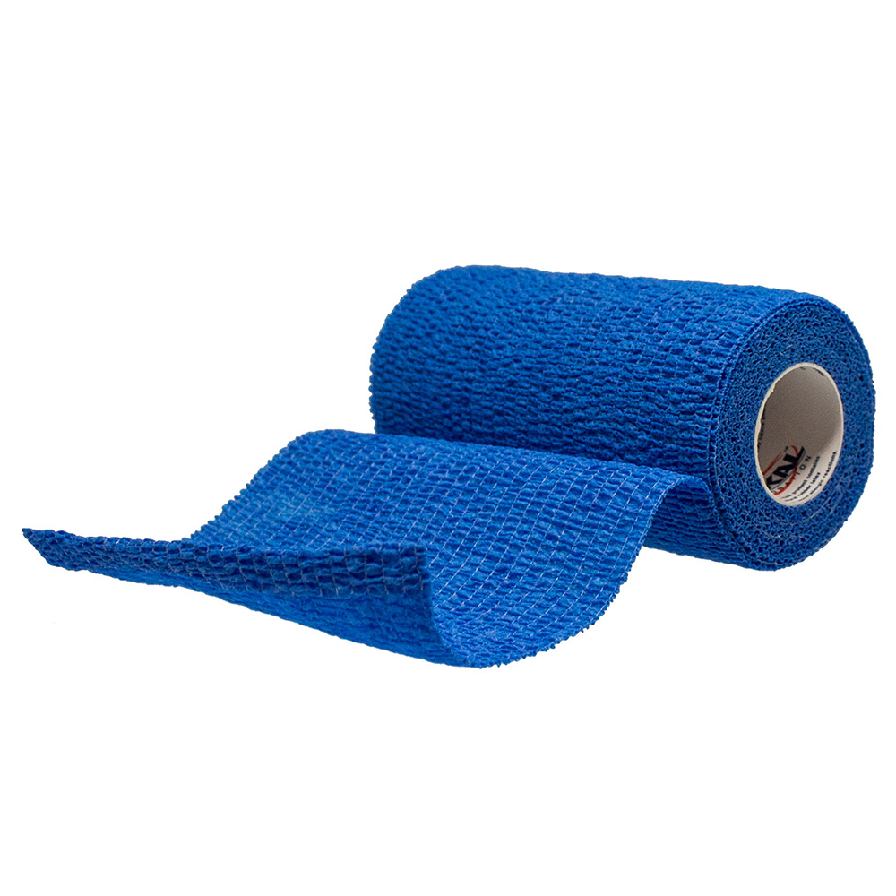 Dukal 4 inch x 5 yds Non-Sterile Cohesive Bandages, Dark Blue, 18/Pack