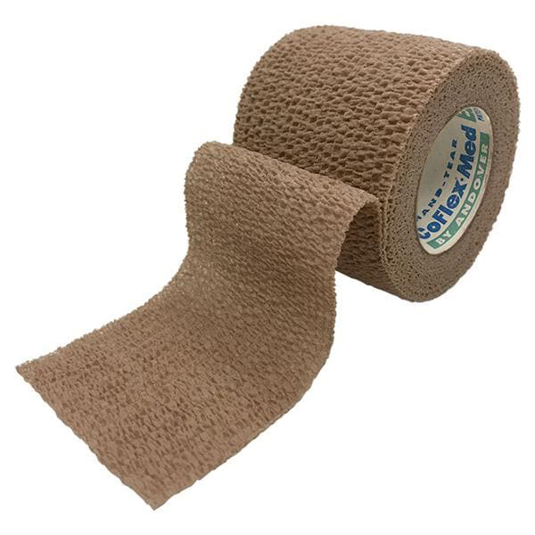 Andover Coflex Med 6 inch x 5 Yd. Flexible Cohesive Sterile Self-Adherent Wrap Bandage, Tan, 12/Case