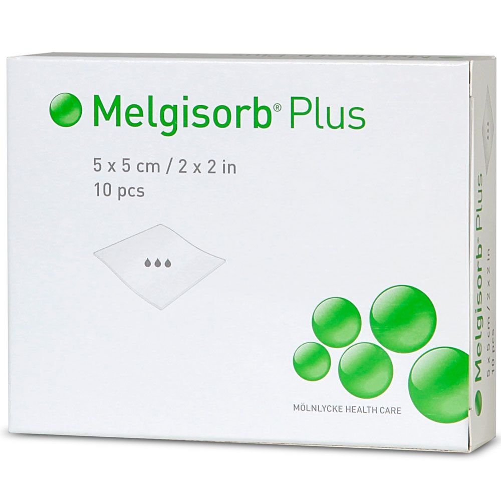 Molnlycke Melgisorb Plus 2 inch x 2 inch Calcium Alginate Absorbent Dressings, White, 100/Case