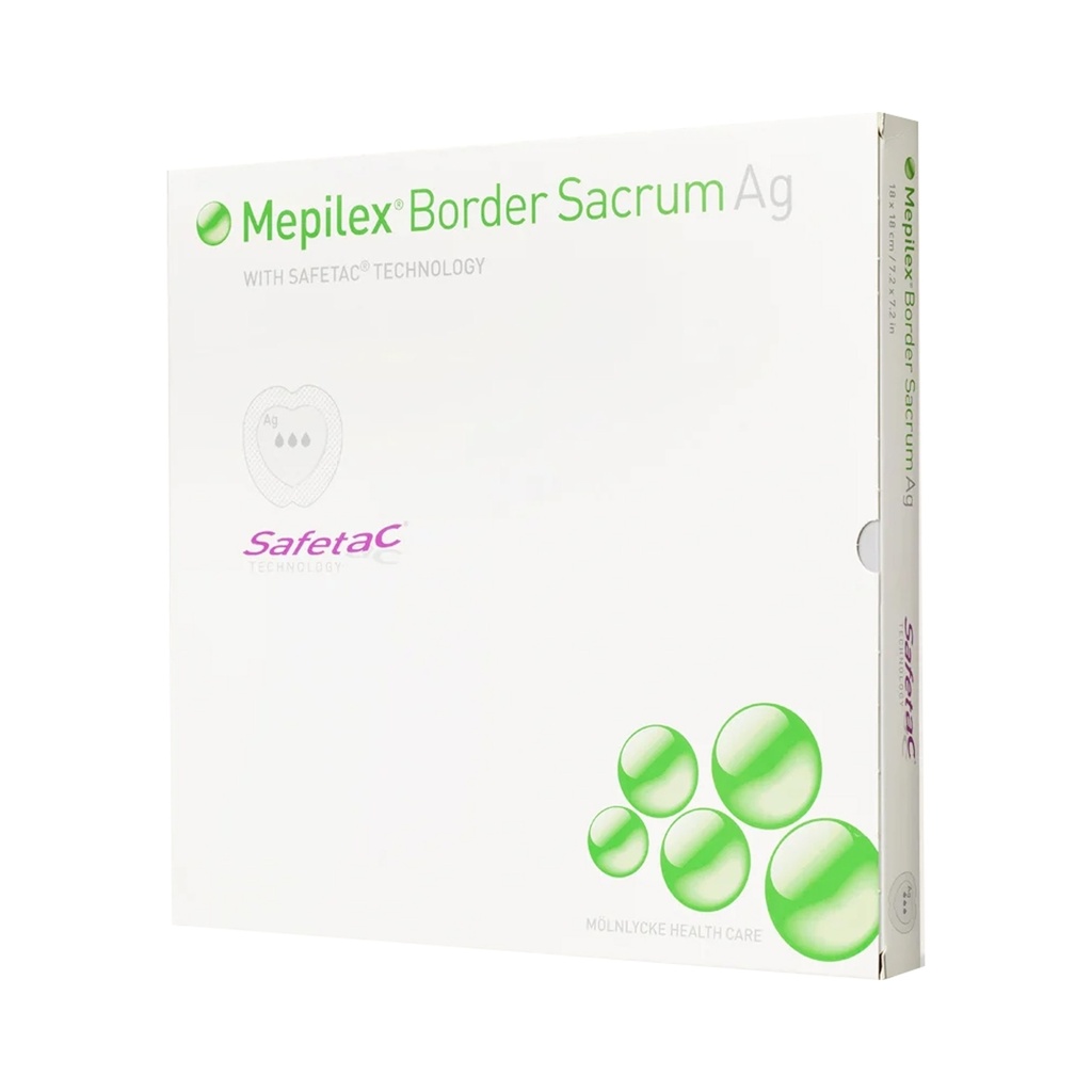 Molnlycke Mepilex Border 9.2 inch x 9.2 inch Silver Foam Sacrum Ag Antimicrobial Dressing, 25/Case