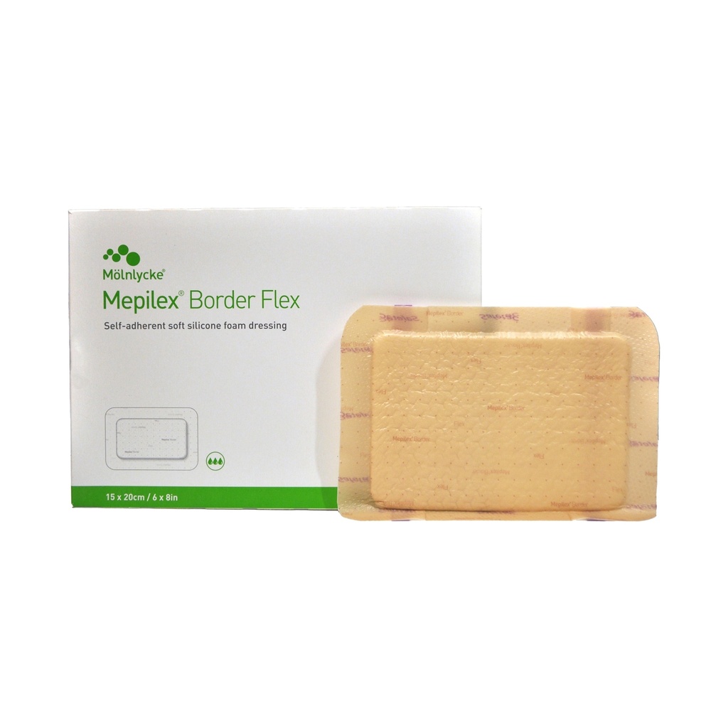 Molnlycke Mepilex 6 inch x 8 inch Silicone Foam Border Flex Rectangle Dressings, Tan, 50/Case