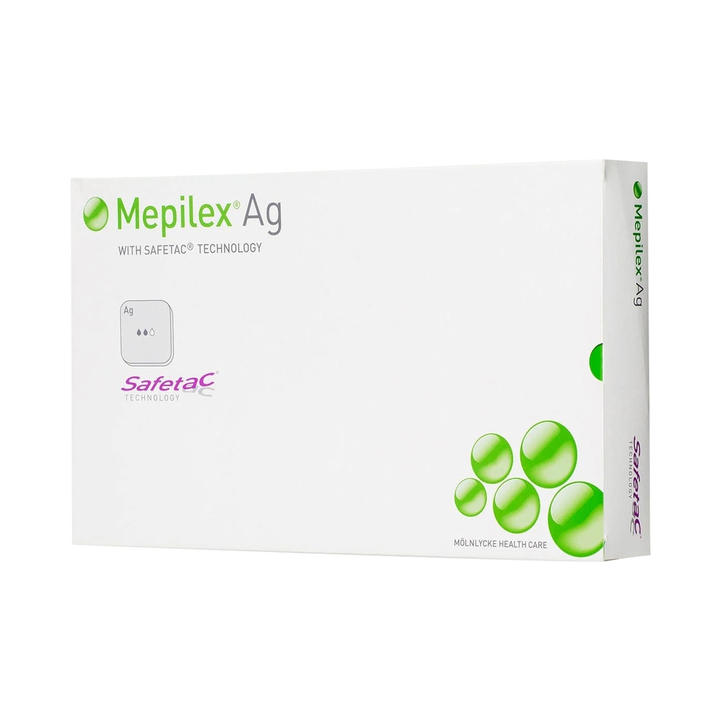 Molnlycke Mepilex Ag 4 inch x 5 inch Silicone Foam Antimicrobial Dressings, Gray, 70/Case