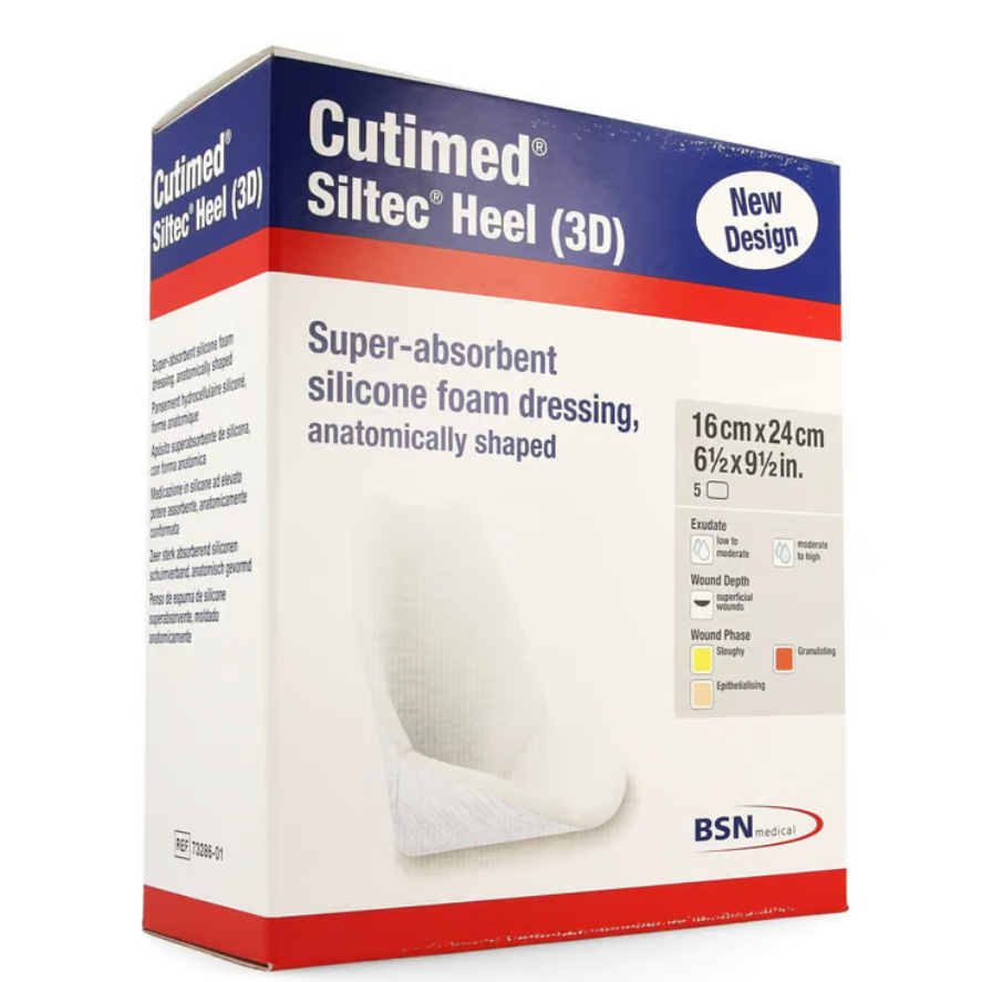 BSN Medical Cutimed Siltec Heel Dressing, 3D, 6½" x 9½", Sterile, 5/bx