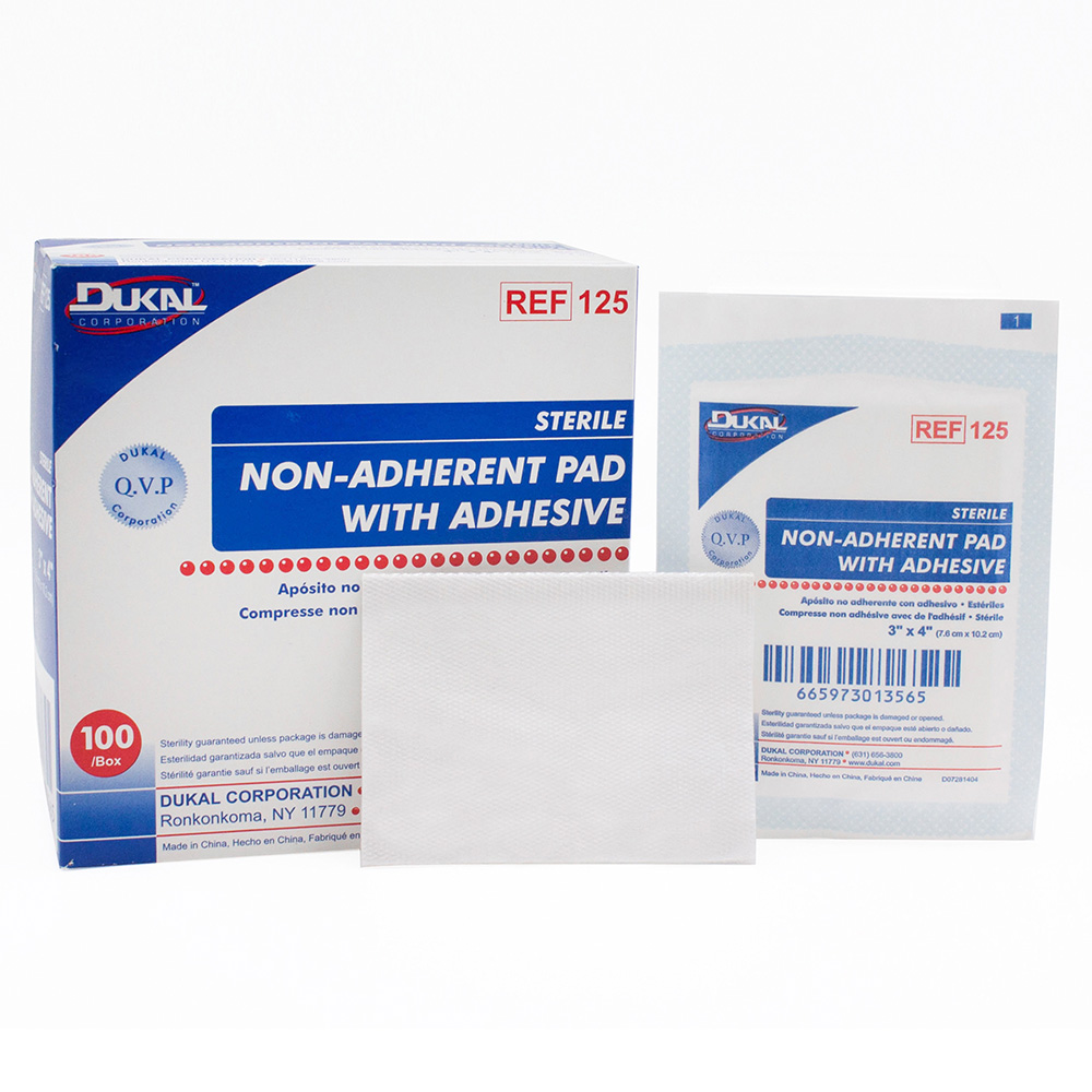 Dukal 3 x 4 inch Sterile Non Adherent Pad with Adhesive, 1200/Pack