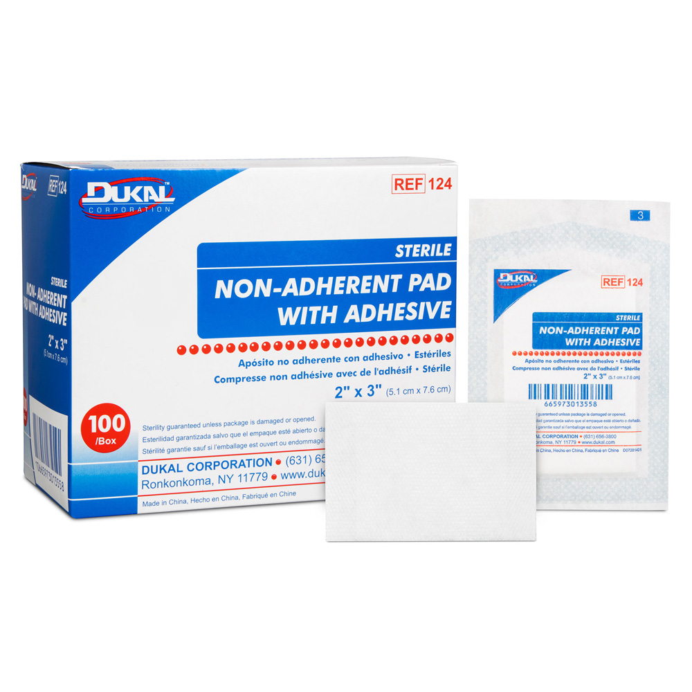 Dukal 2 x 3 inch Sterile Non Adherent Pad with Adhesive, 2400/Pack