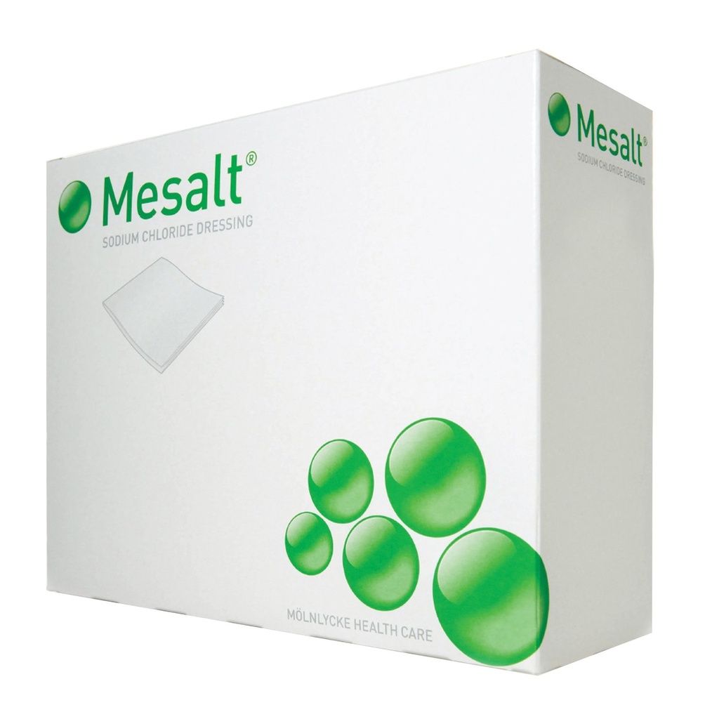 Molnlycke Mesalt 4 inch x 4 inch Viscose Sodium Chloride Square Impregnated Dressings, 180/Case