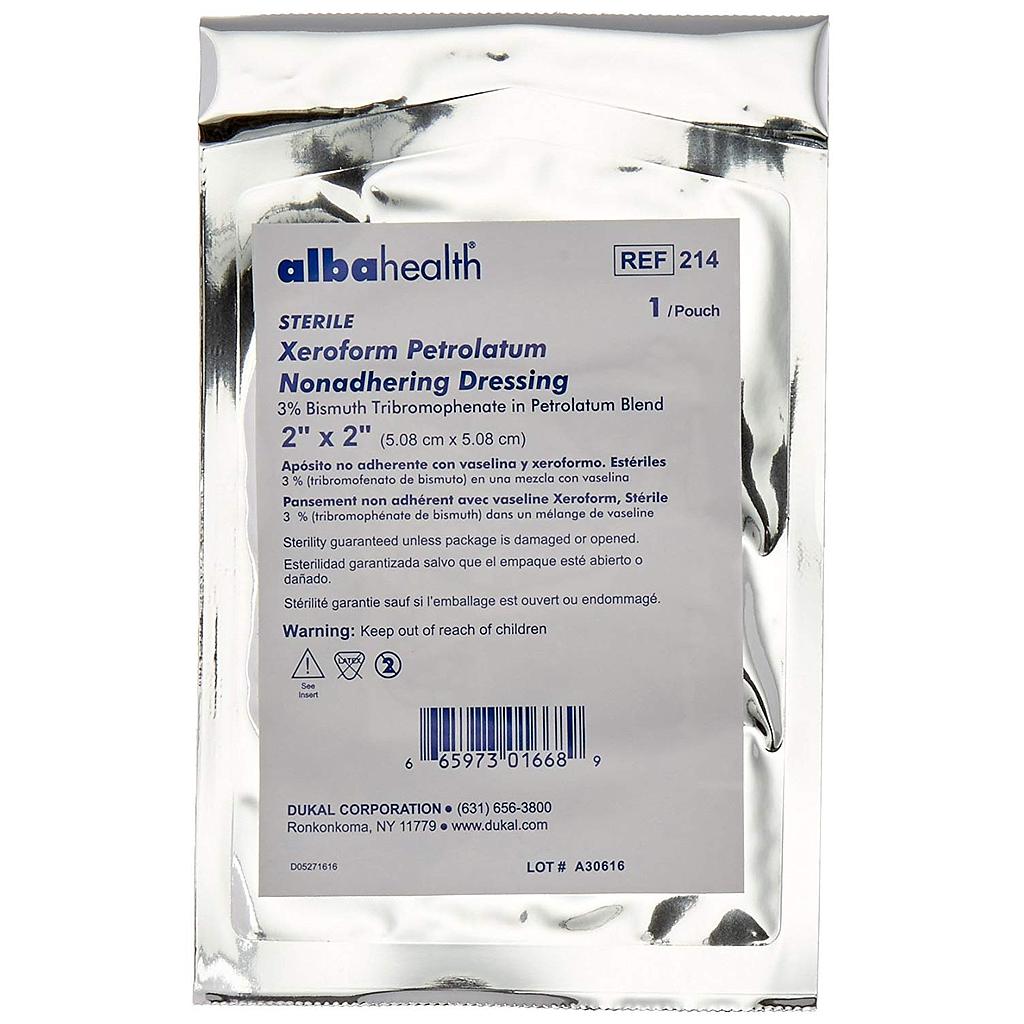 Dukal Alba Xeroform Petrolatum Gauze Dressings, 2" x 2", 25 bx