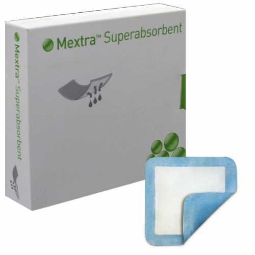 Molnlycke Mextra 5 inch x 9 inch Polyacrylate Super Absorbent Dressings, Blue and White, 90/Case