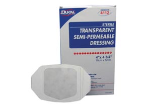 Dukal Transparent Semi-Permeable Dressings, 4" x 4¾", 50 bx