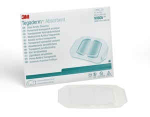 3M™Tegaderm™Absorbent Clear Acrylic Dressing, Large Square, Pad Sz 5.9" x6", Overall Sz 7.9" x8"