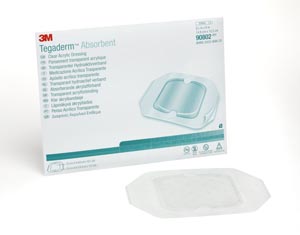 3M™Tegaderm™Absorbent Clear Acrylic Dressing, Small Square Pad Sz 3.9&quot; x 4&quot;, Overall 5.9&quot; x6&quot;