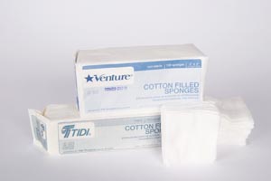 Tidi Venture™ 8-Ply Non-Sterile Cotton-Filled Gauze Sponge, 8-Ply, 4" x 4", Non-Sterile, 100/bg