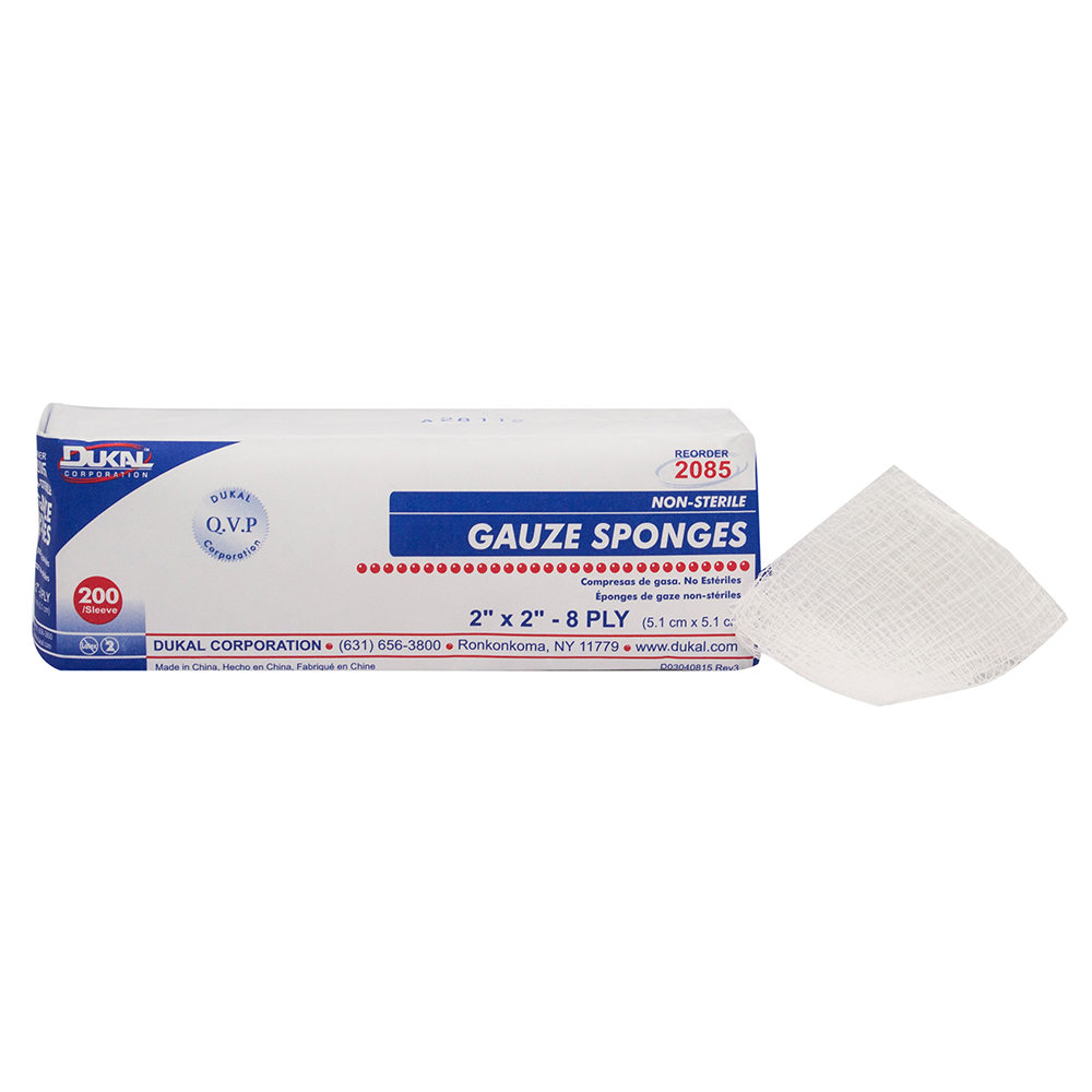 Dukal 2 x 2 inch 8-Ply Non-Sterile Gauze Pad, 5000/Pack