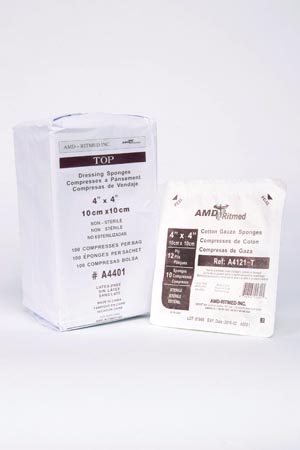 Amd Medicom Premium Gauze Sponges, 4" x 4", 12-Ply, Sterile 2s, 50 pk