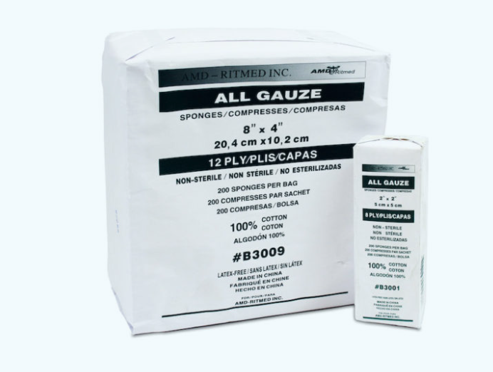 Amd Medicom Gauze Sponges, 8" x 4", 12-Ply, NS