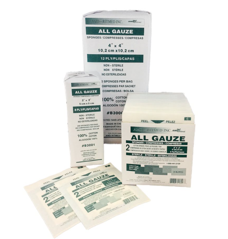Amd Medicom Gauze Sponges, 2" x 2", 12-Ply, NS