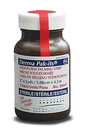 Integra Lifesciences Pak-Its® Iodoform Packing Strip with Dispenser, 1" x 5 yds, 12/cs