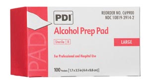 PDI Alcohol Prep Pad, Large, Sterile, 1.7&quot; x 3.5&quot;, Applicator 2½&quot; x 3&quot;