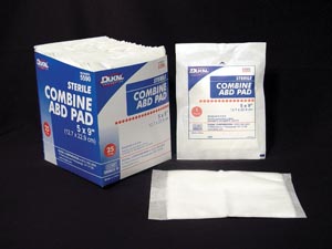 Dukal ABD Pads, Sterile, 5" x 9", 1/pk, 25 tray