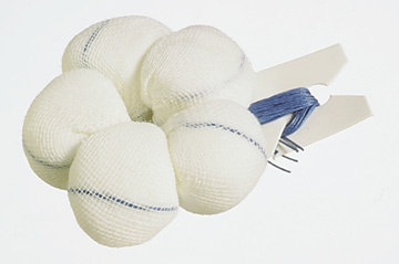 Nutramax Double Strung Tonsil Sponge, 15" Blue Thread, Sterile 5€˜s, Medium, 7/8"