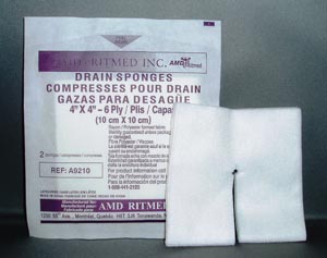 Amd Medicom Trach & IV Non-Woven Dressing No-Split Sponge, 4" x 4", 6-Ply, Sterile 2s, 50 pk