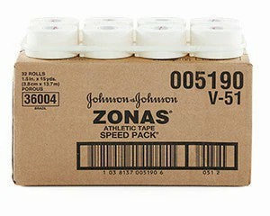Actimove Zonas 1.5 inch x 15 yds Athletic Porous Tape, White, 32 Roll/Case