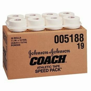 Johnson & Johnson Coach 1.5 inch x 15 yds Athletic Porous Tape, White, 32/Case