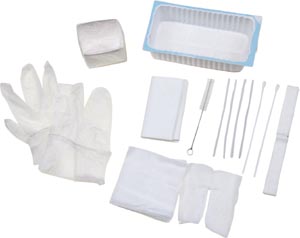 Amsino Amsure® Tracheostomy Care Tray: 500mL Tray, Cleaning Brush, (2) 4x4 Gauze Sponges