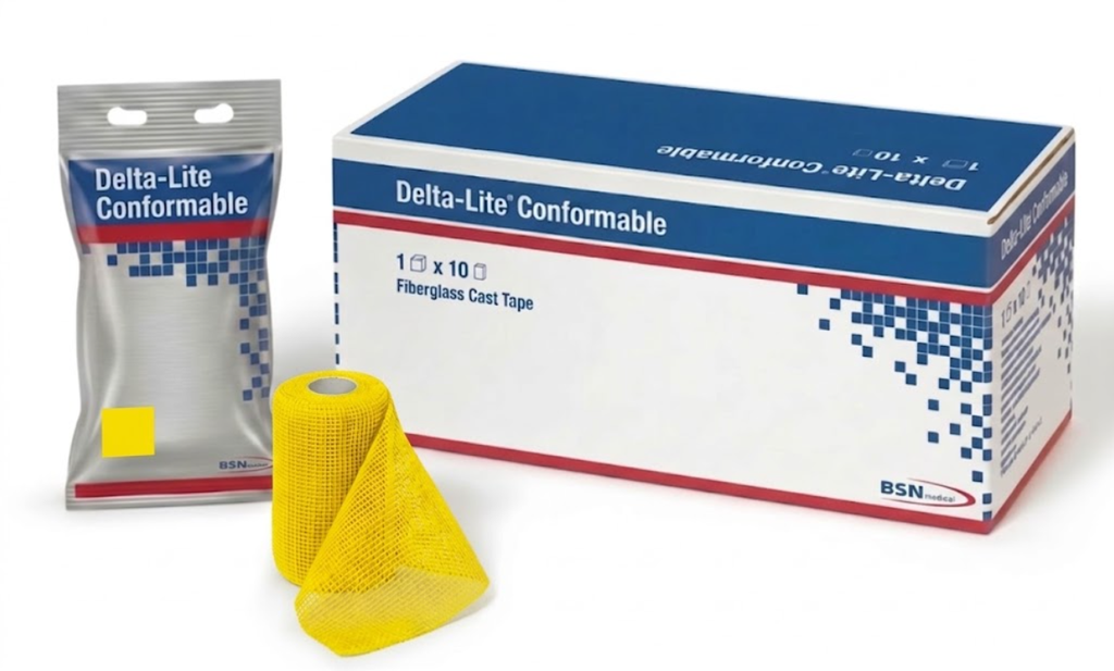 BSN Medical Delta-Lite Conformable Fiberglass Cast Tape, 2" x 4 yds, Yellow, 10 rl/bx