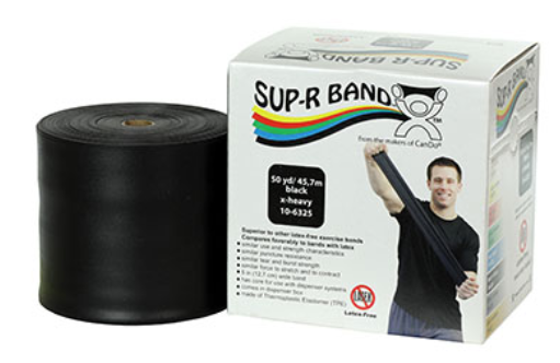 Fabrication Sup-R Exercise Bands, Black, 50 yds, No Latex