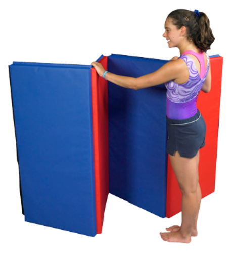 Fabrication Yoga Folding Mat, 4 ft x 4 ft, Velcro Ends, 2' Fold, 2 Color, 1 3/8" Ethef