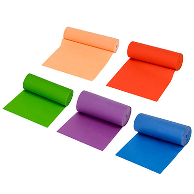 Fabrication CanDo Val-u-Band 6 yd Low Powder Exercise Band Dispenser Rolls, Assorted Color, 5 Pieces/Pack