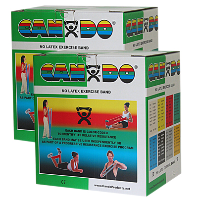 Fabrication CanDo Twin-Pak 100 yd Latex Free Medium Resistive Band Exerciser Rolls, Green, 2/Box